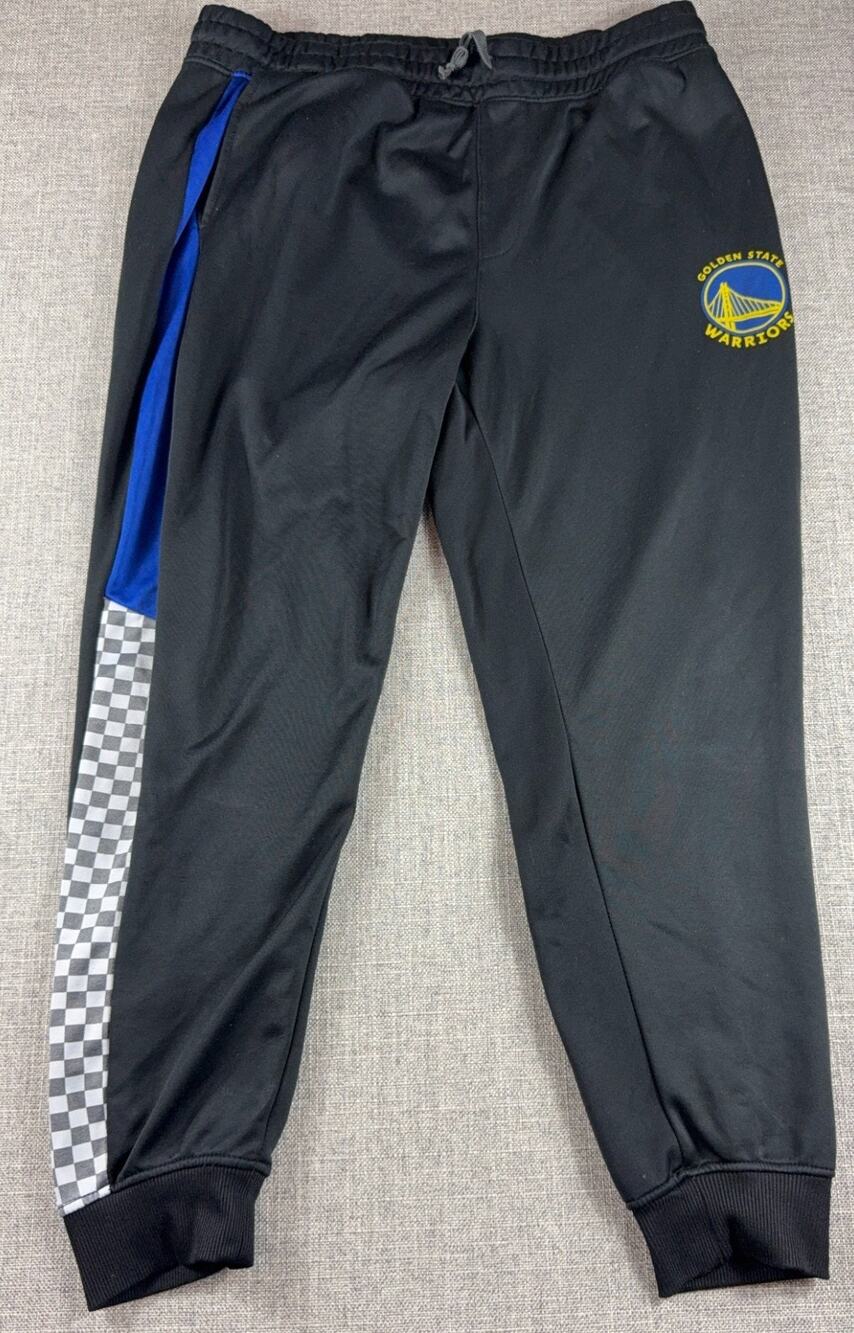 Golden State Warriors Jogger Pants Mens XL NBA Black Blue Checkered Track
